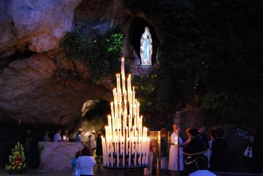 pilgrims at the grotto